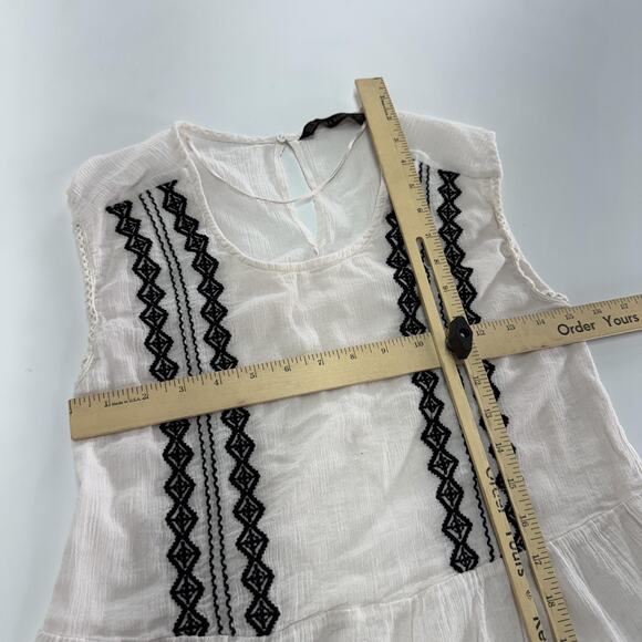Zara‎ Basic Blouse Womens Medium Pink Black Embroidered Sleeveless Boho Top - Picture 6 of 7